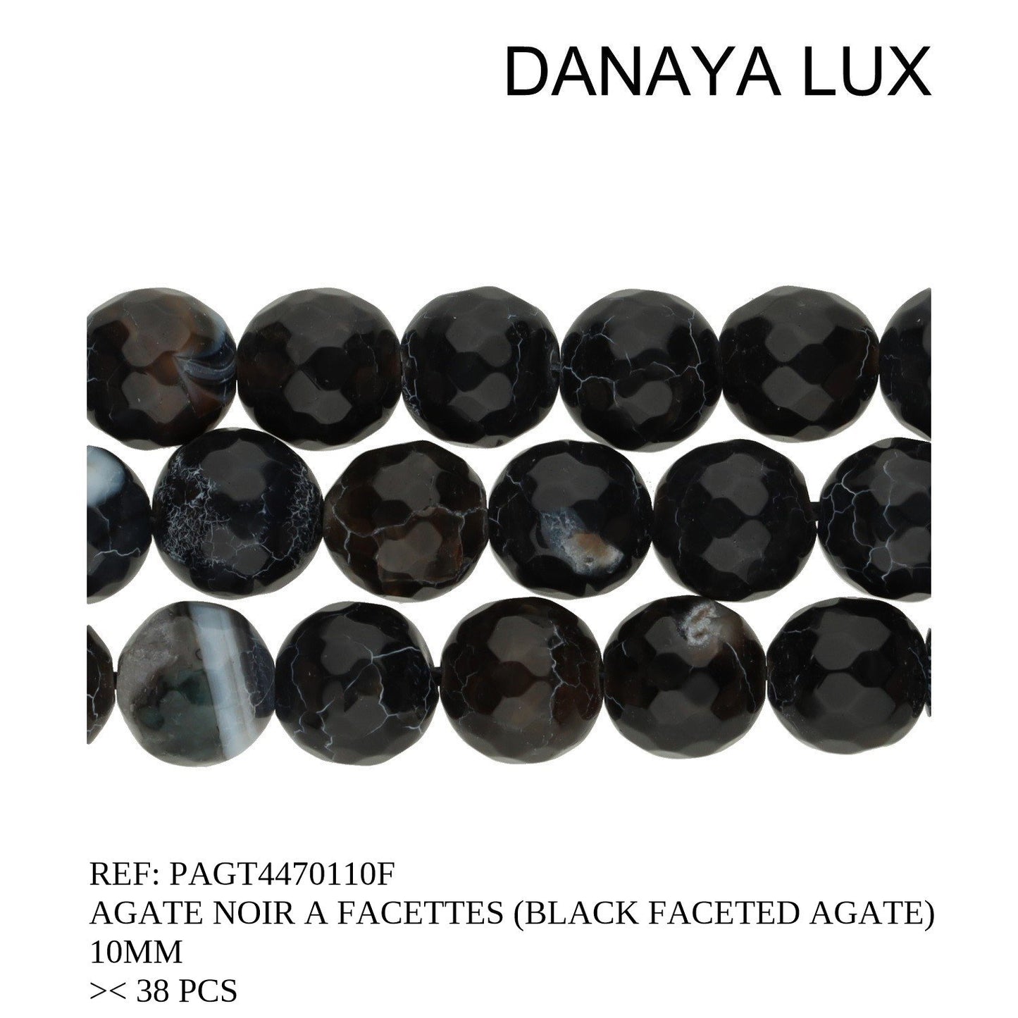 AGATE NOIRE A FACETTES 10MM
