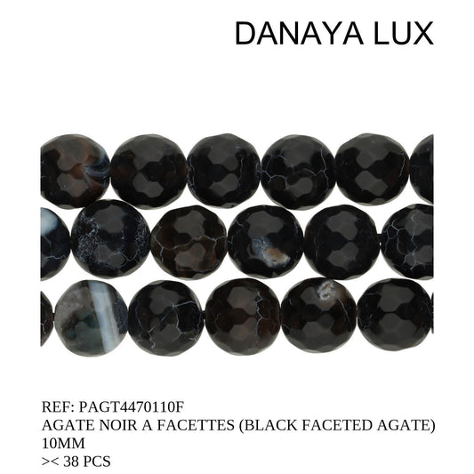 AGATE NOIRE A FACETTES 10MM