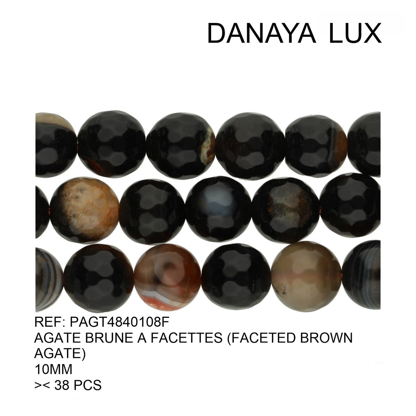 AGATE MARRON À FACETTES 10MM