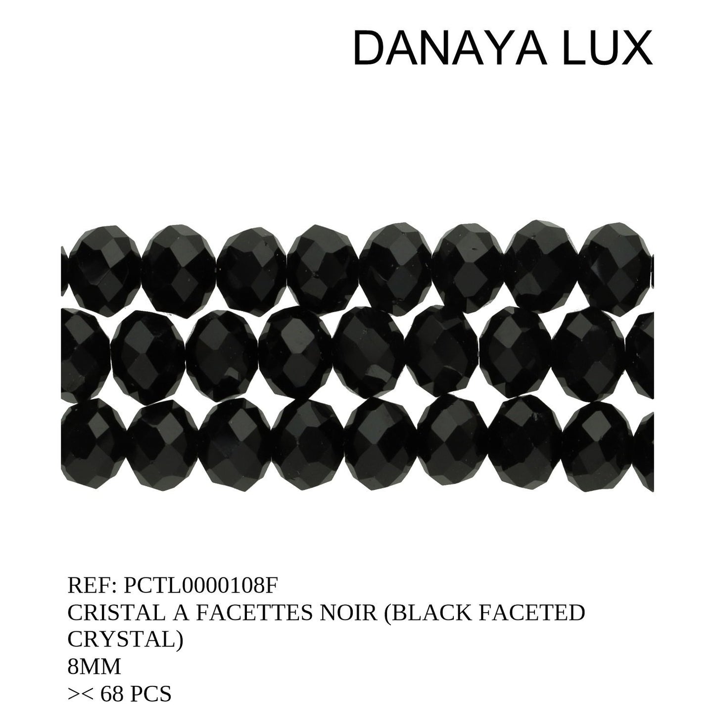 CRISTAL A FACETTES NOIR 8MM