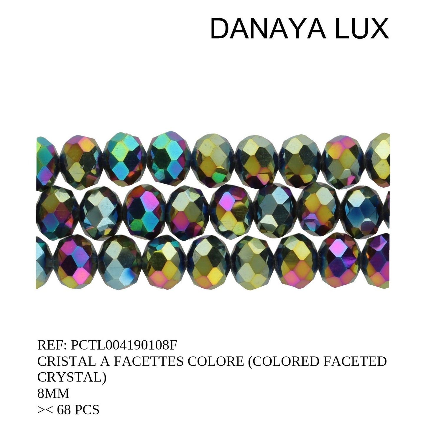 CRISTAL A FACETTES COULEUR 8MM