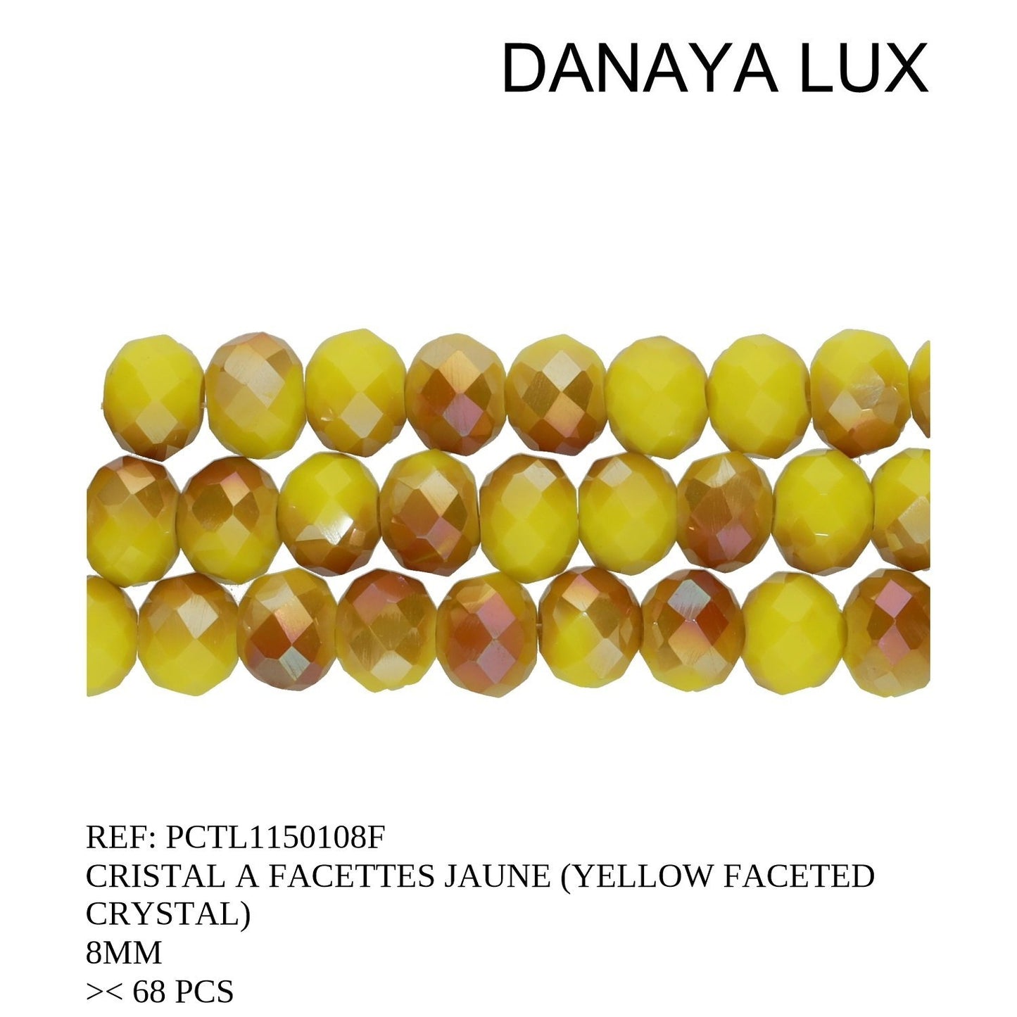 CRISTAL A FACETTES JAUNE 8MM