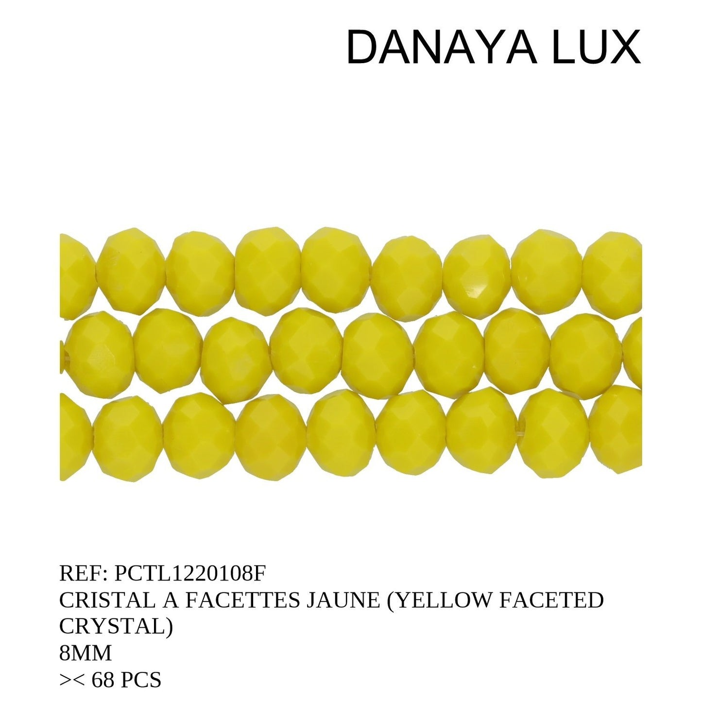 CRISTAL A FACETTES JAUNE 8MM