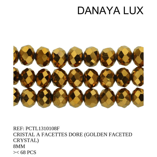 CRISTAL A FACETTES DORE 8MM