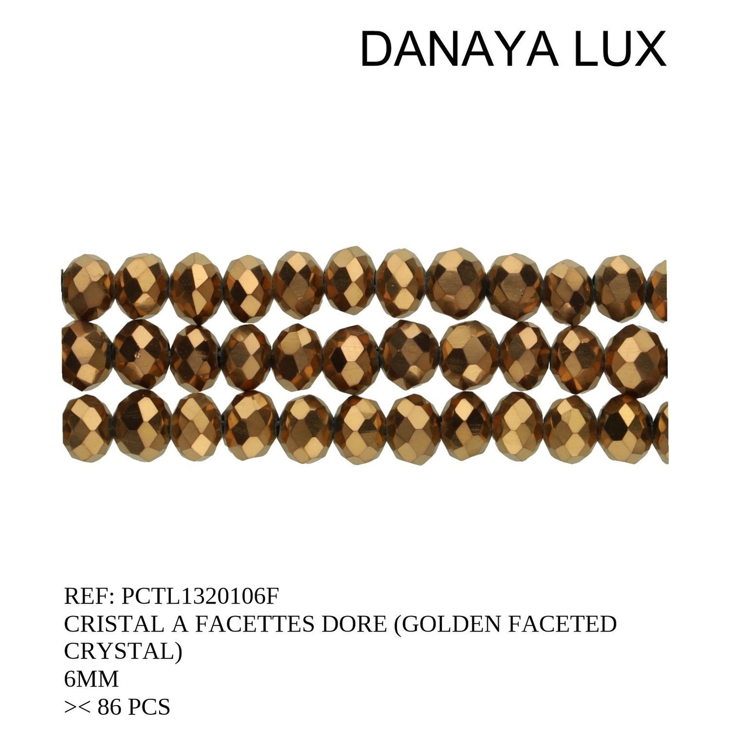 CRISTAL A FACETTES DORE 6MM