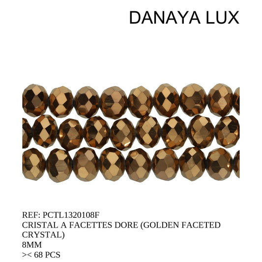 CRISTAL A FACETTES DORE 8MM