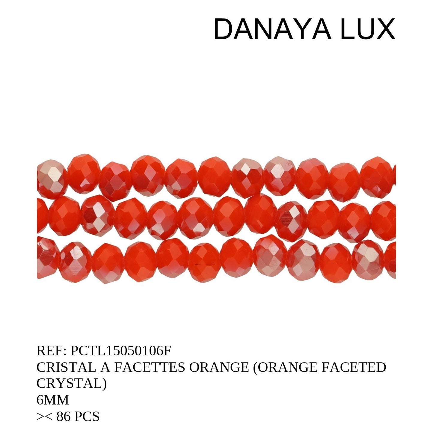 CRISTAL A FACETTES ORANGE 6MM