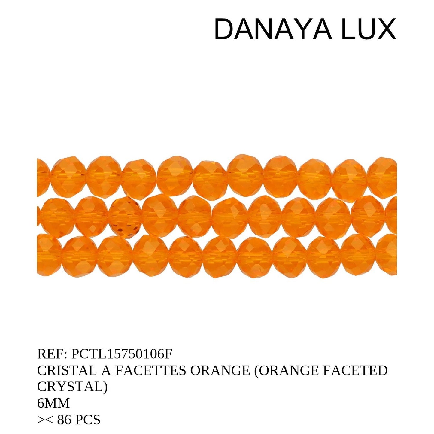 CRISTAL A FACETTES ORANGE 6MM
