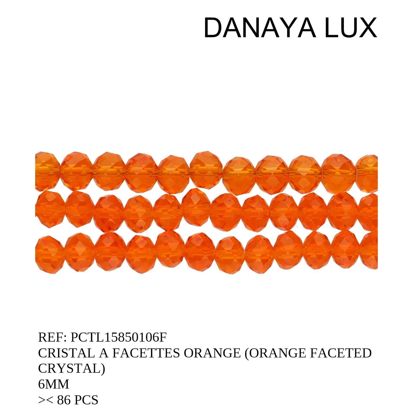 CRISTAL A FACETTES ORANGE 6MM