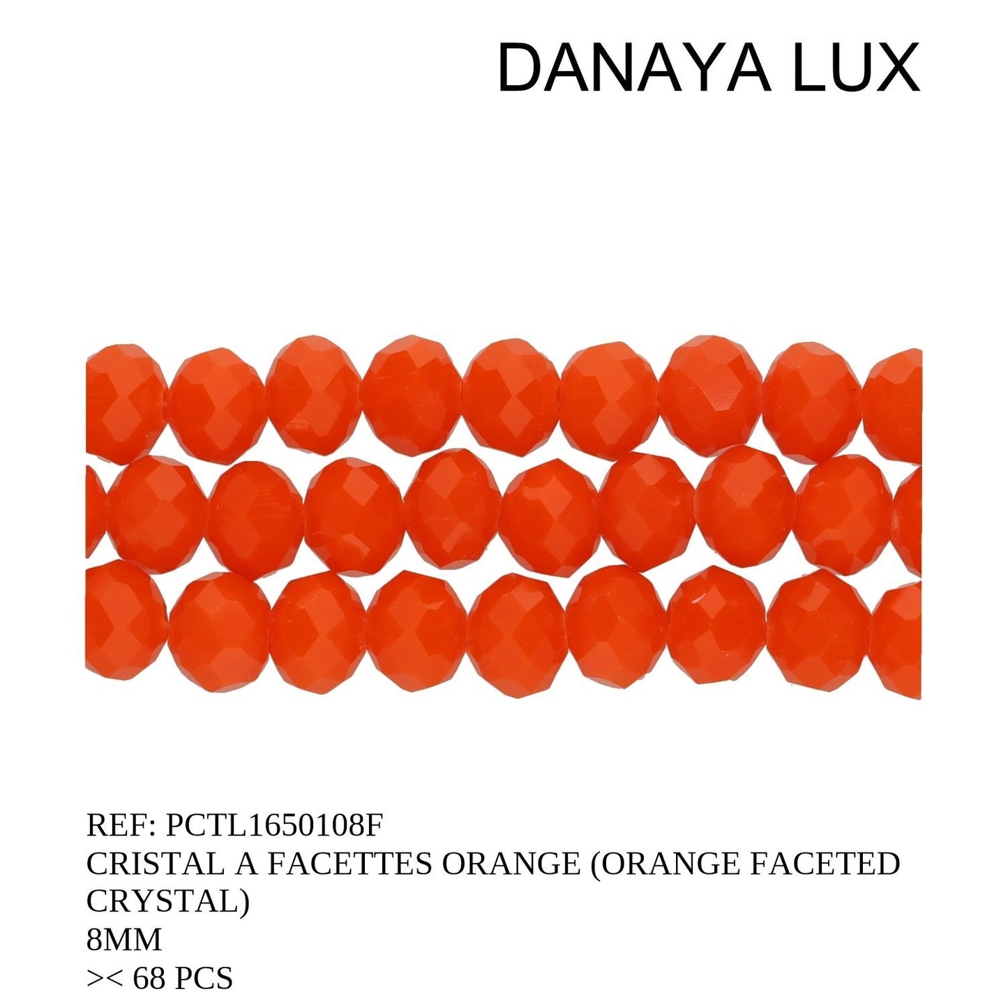 CRISTAL A FACETTES ORANGE 8MM