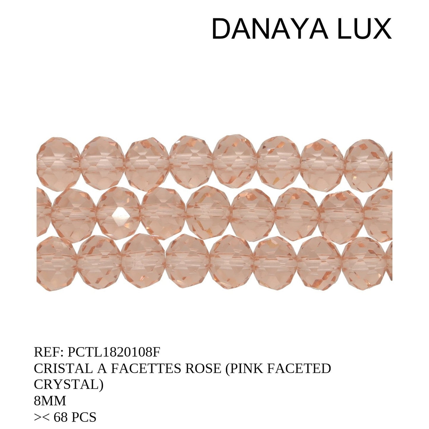 CRISTAL A FACETTES ROSE 8MM