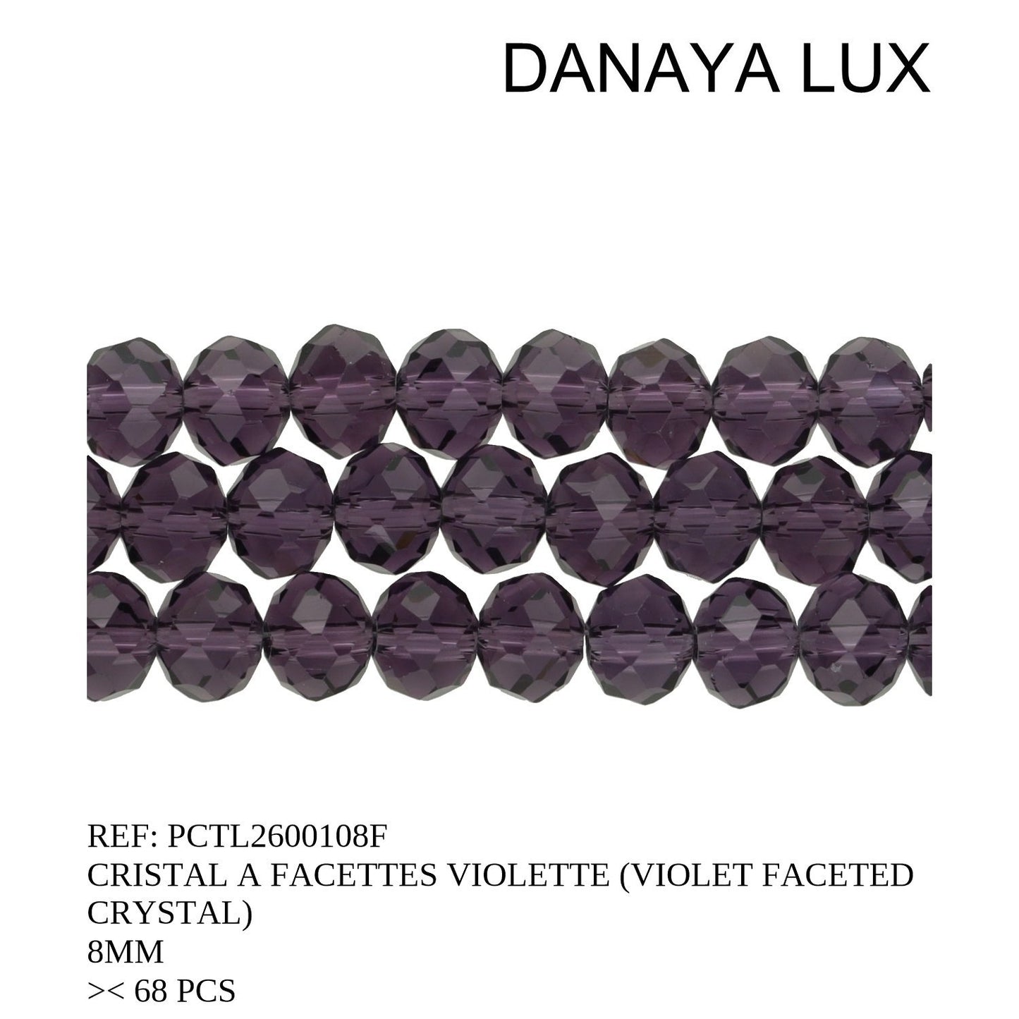 CRISTAL A FACETTES VIOLETTE 8MM