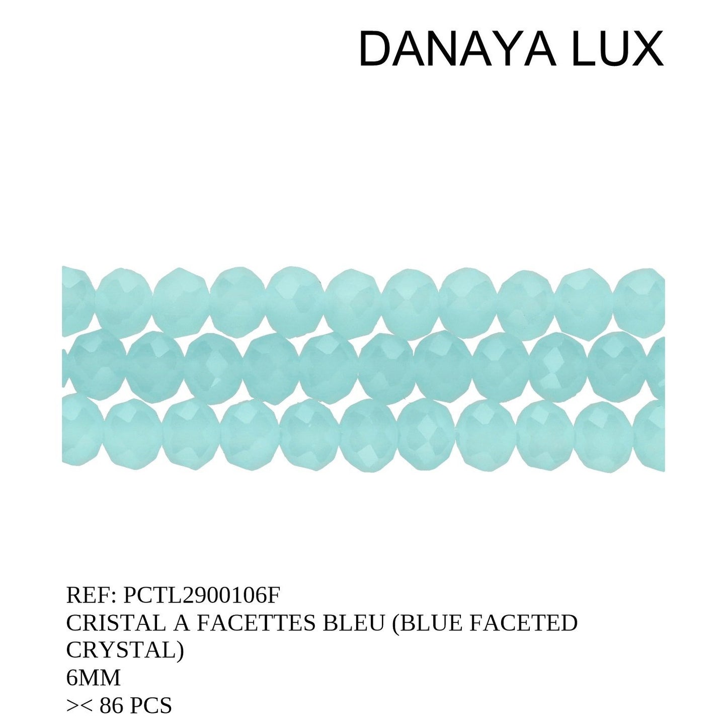 CRISTAL A FACETTES BLEU 6MM
