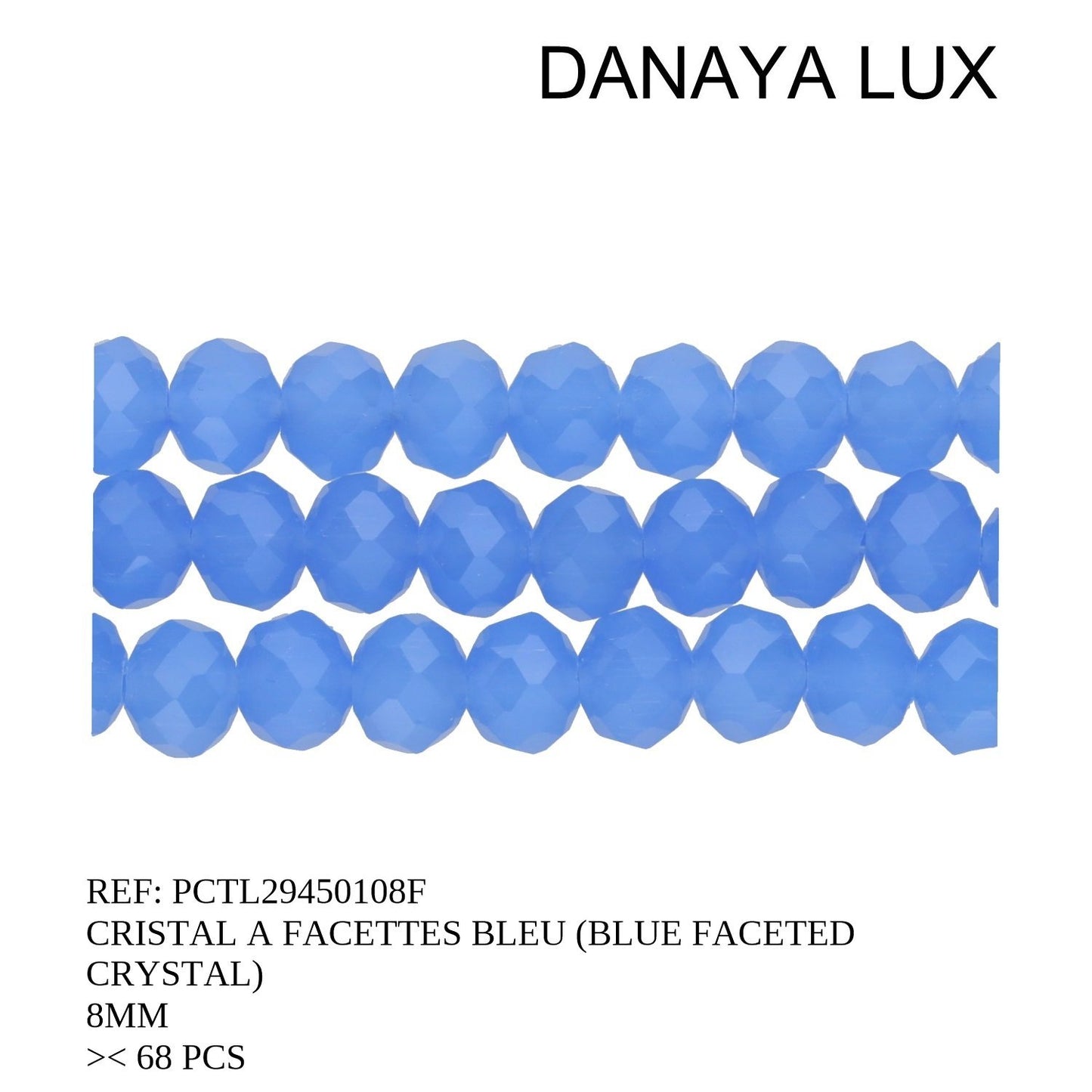 CRISTAL A FACETTES BLEU 8MM