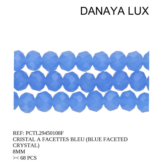 CRISTAL A FACETTES BLEU 8MM