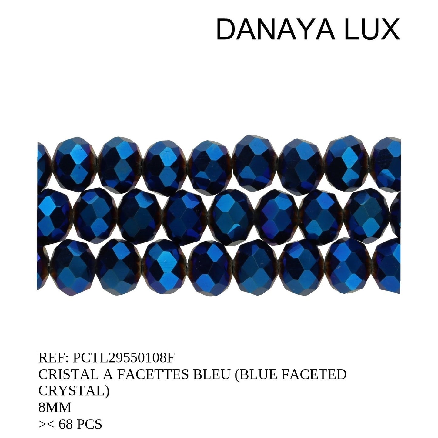 CRISTAL A FACETTES BLEU 8MM
