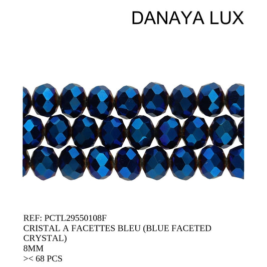 CRISTAL A FACETTES BLEU 8MM
