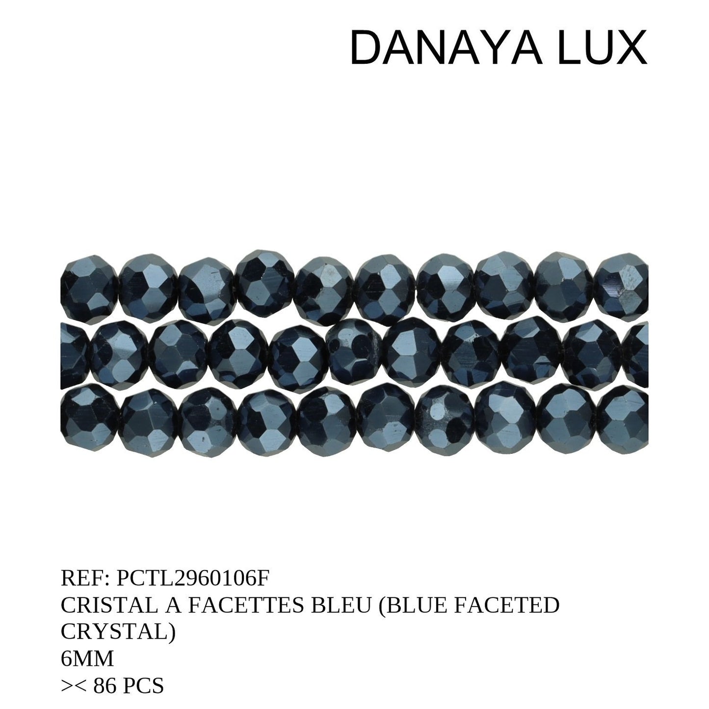 CRISTAL A FACETTES BLEU 6MM