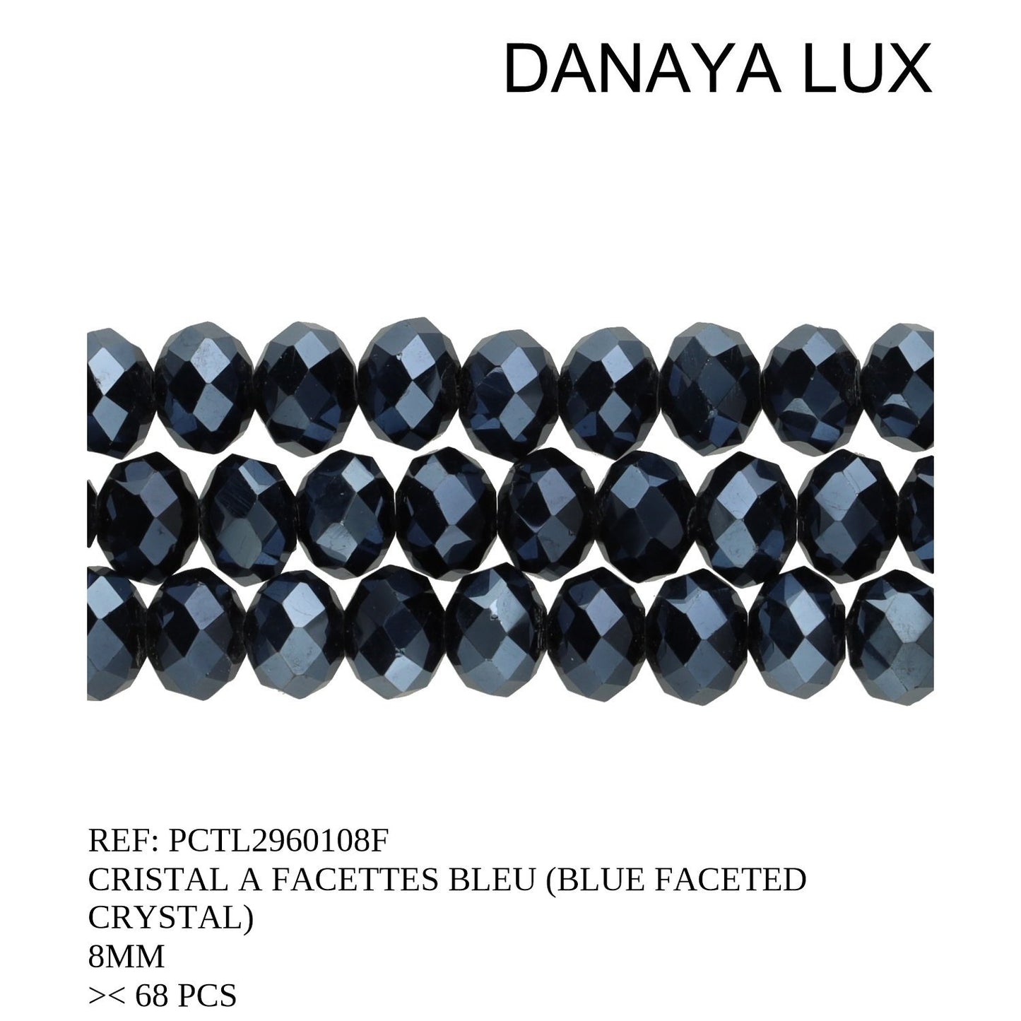 CRISTAL A FACETTES BLEU 8MM