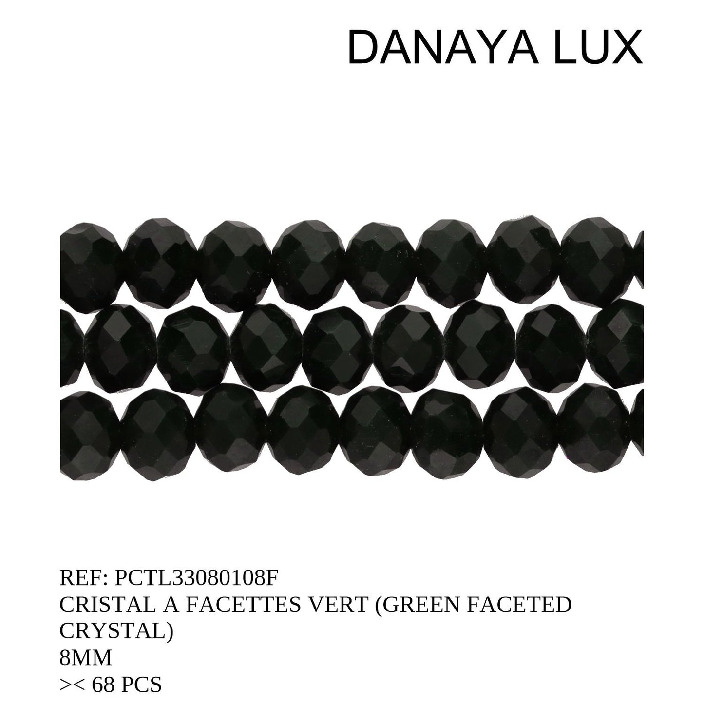 CRISTAL A FACETTES VERT 8MM