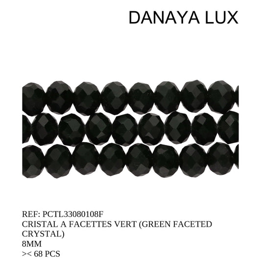 CRISTAL A FACETTES VERT 8MM