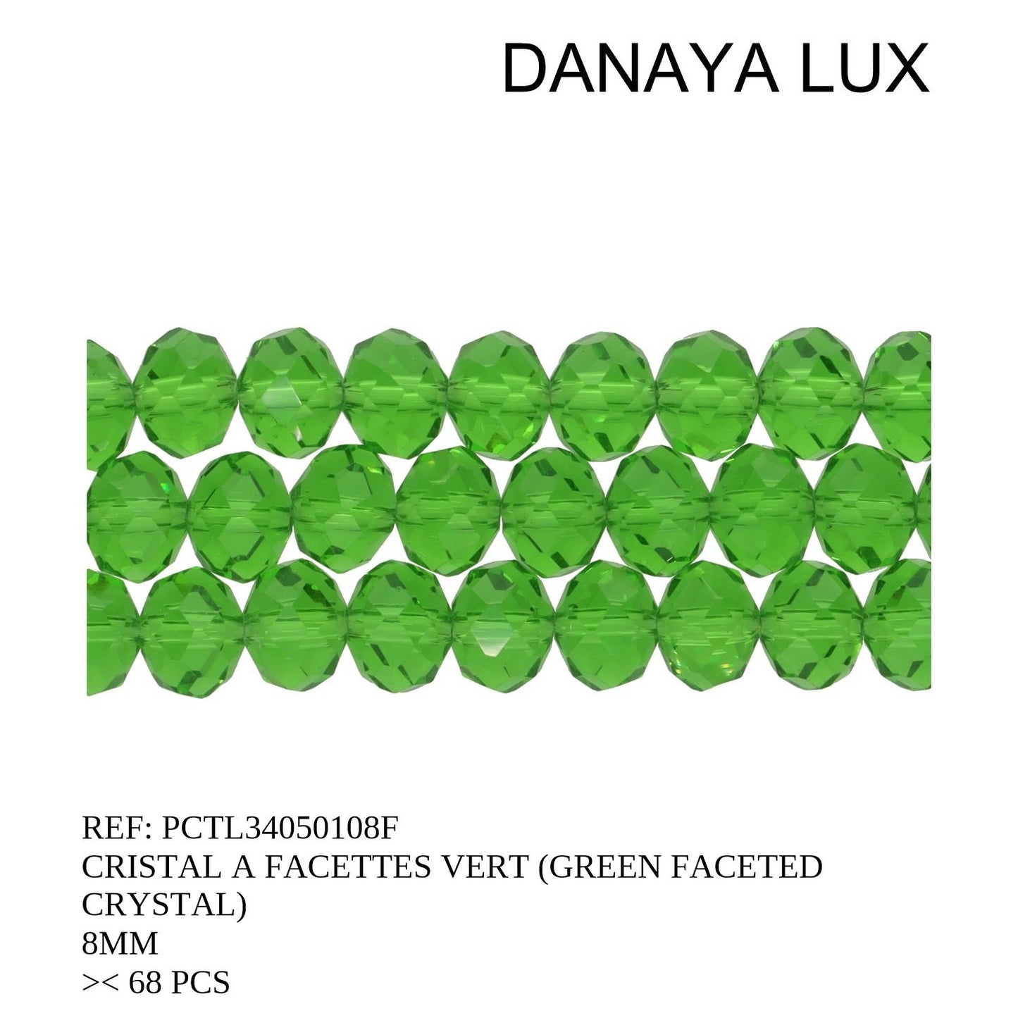 CRISTAL A FACETTES VERT 8MM