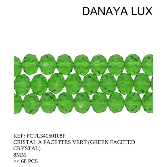 CRISTAL A FACETTES VERT 8MM