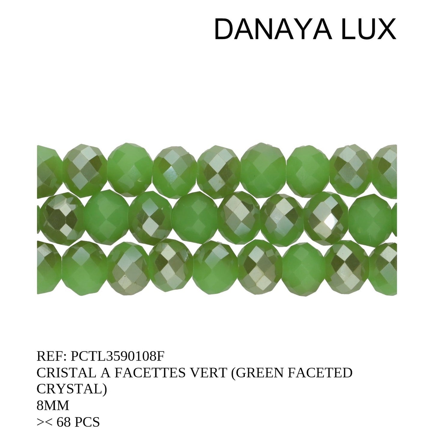 CRISTAL A FACETTES VERT 8MM