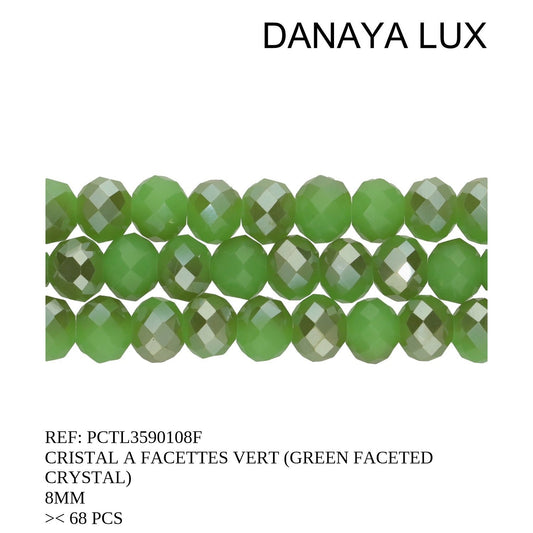 CRISTAL A FACETTES VERT 8MM
