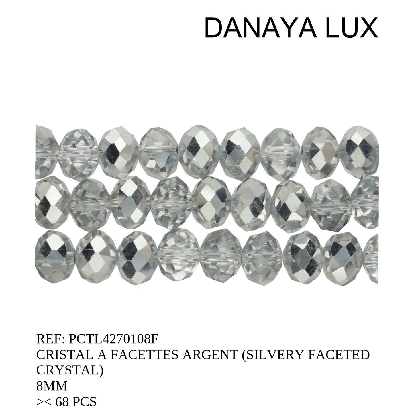 CRISTAL A FACETTES ARGENT 8MM