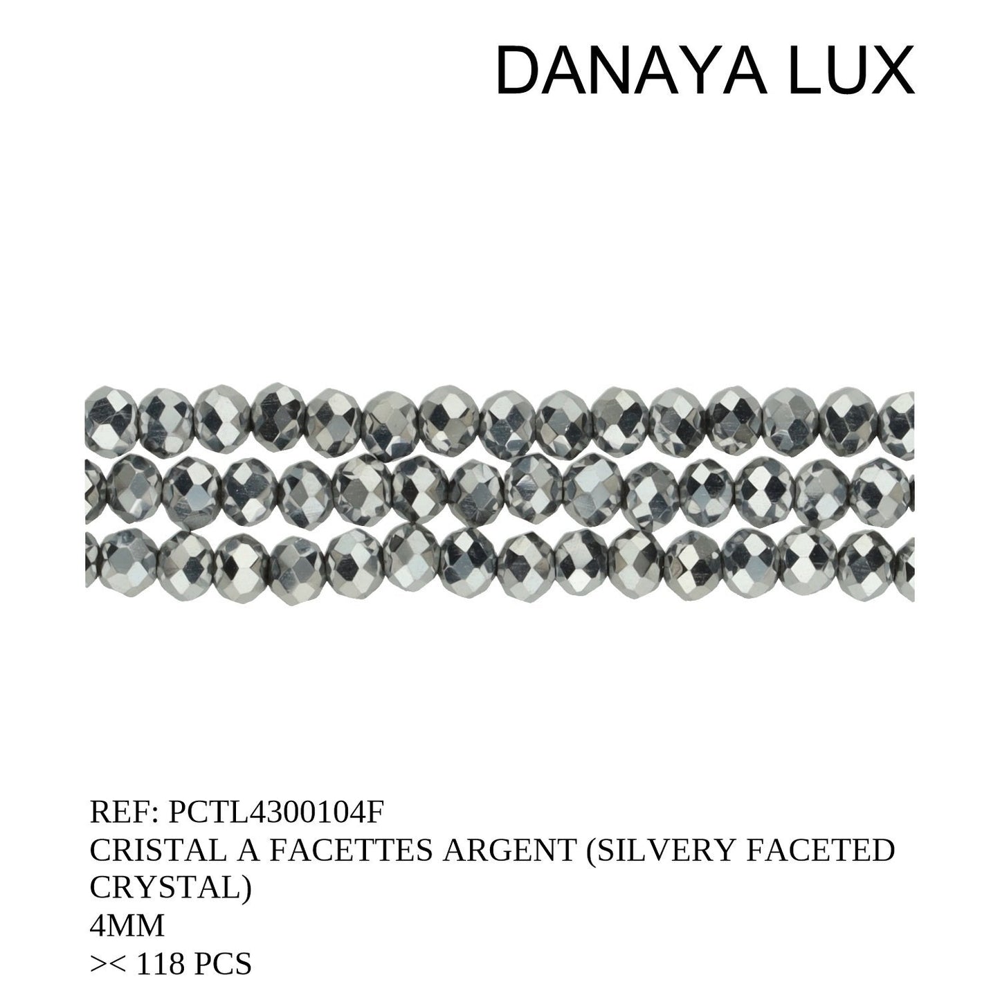CRISTAL A FACETTES ARGENT 4MM