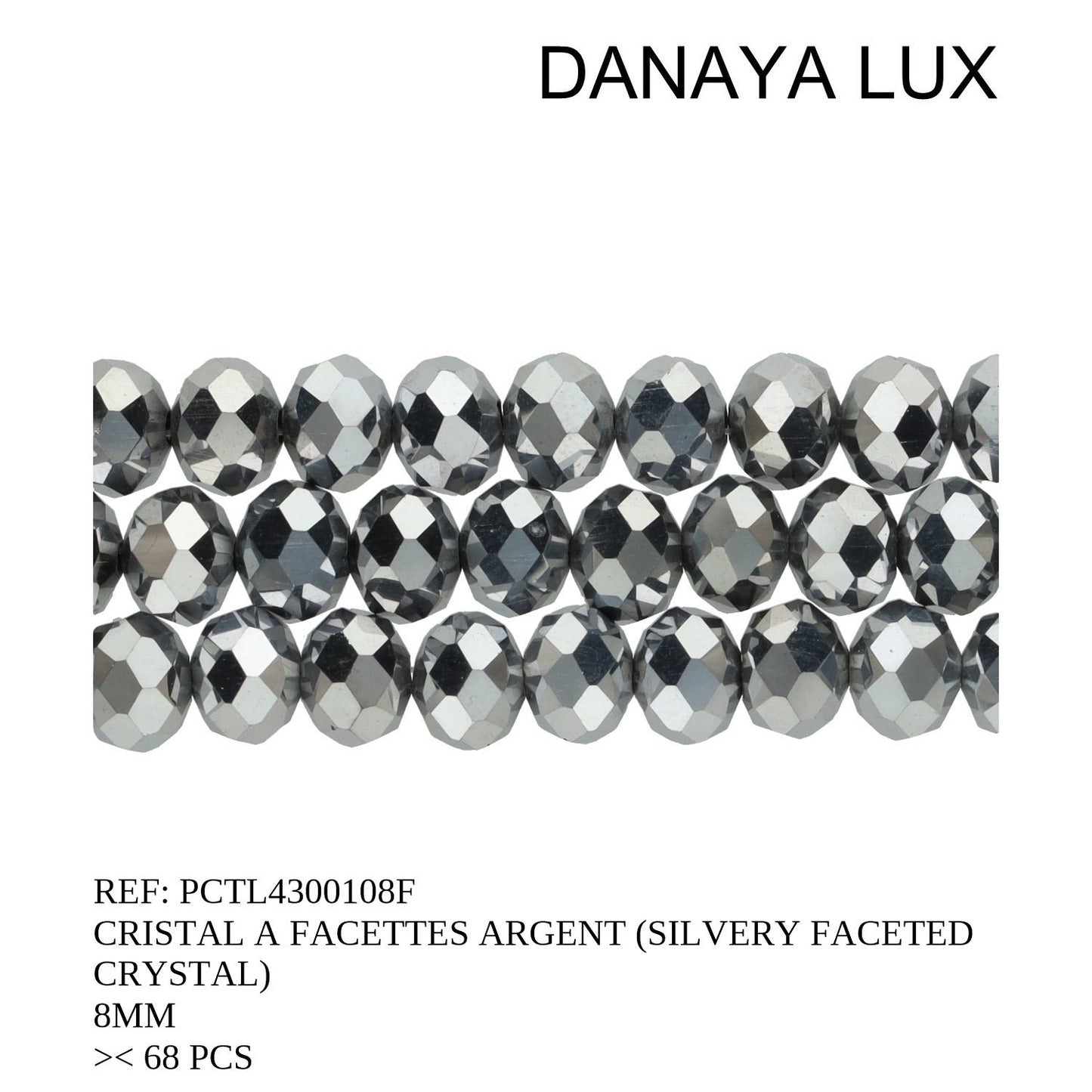 CRISTAL A FACETTES ARGENT 8MM