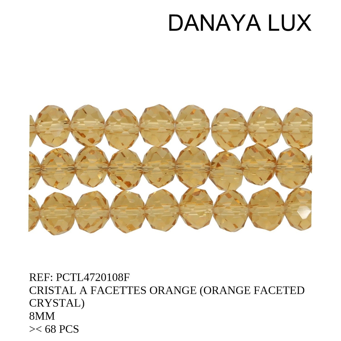 CRISTAL A FACETTES ORANGE 8MM