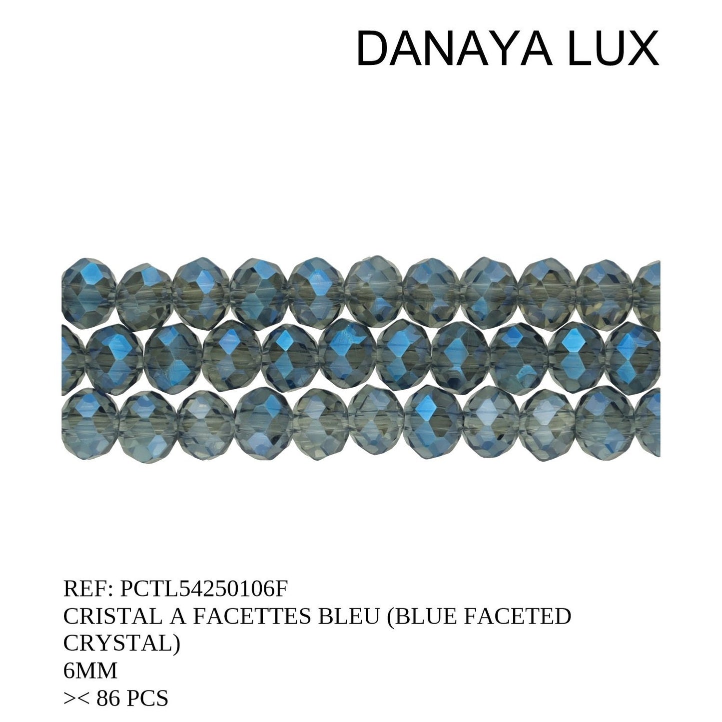 CRISTAL A FACETTES BLEU 6MM