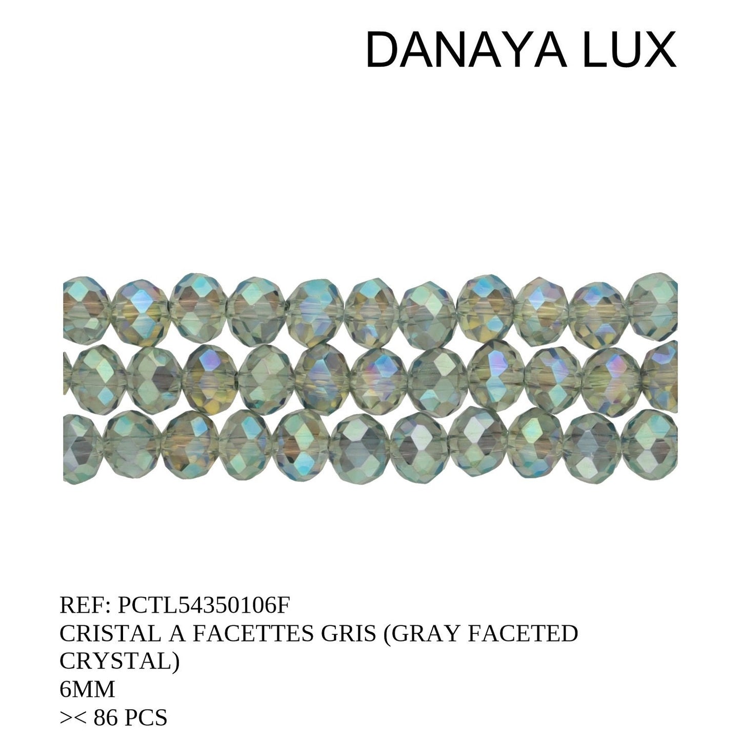 CRISTAL A FACETTES GRIS 6MM