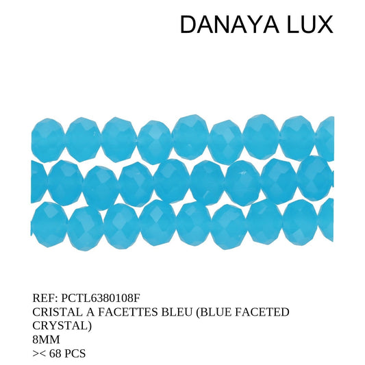 CRISTAL A FACETTES BLEU 8MM