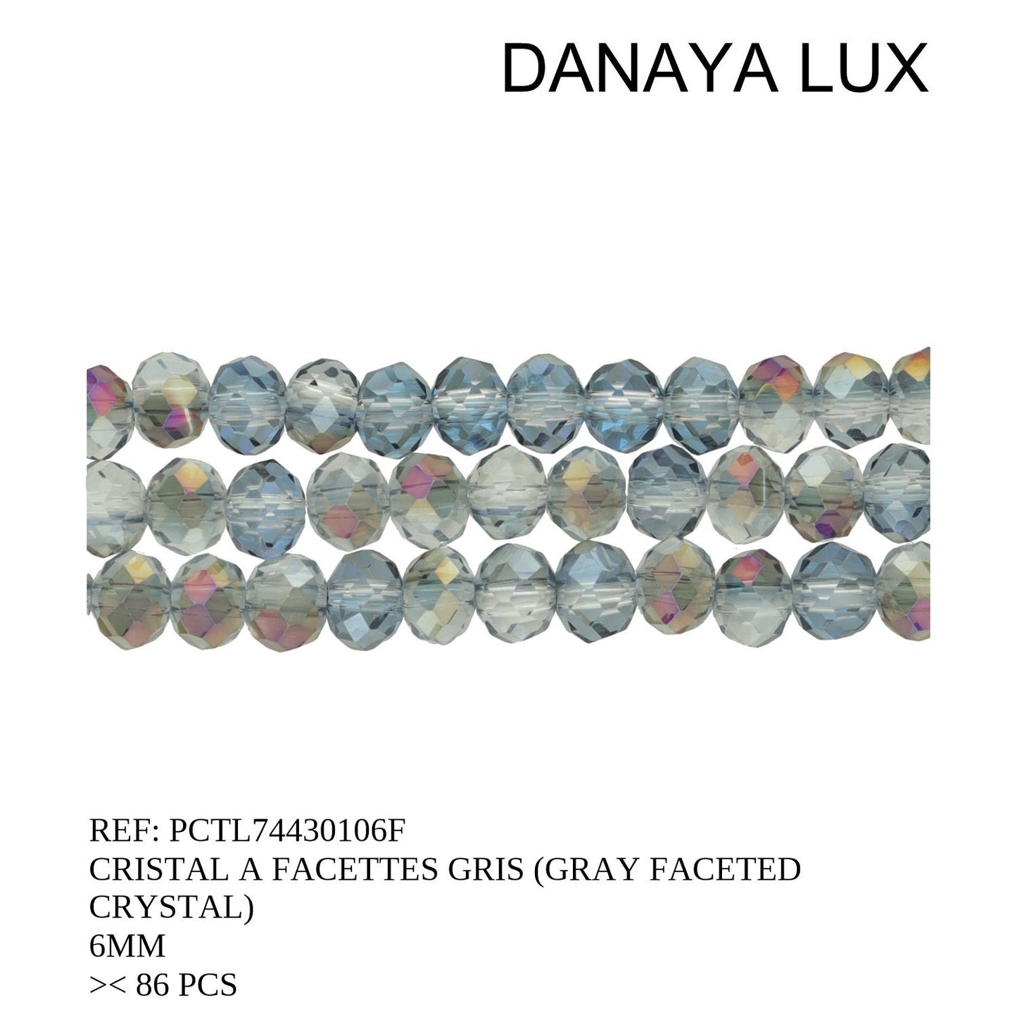 CRISTAL A FACETA GRIS 6MM