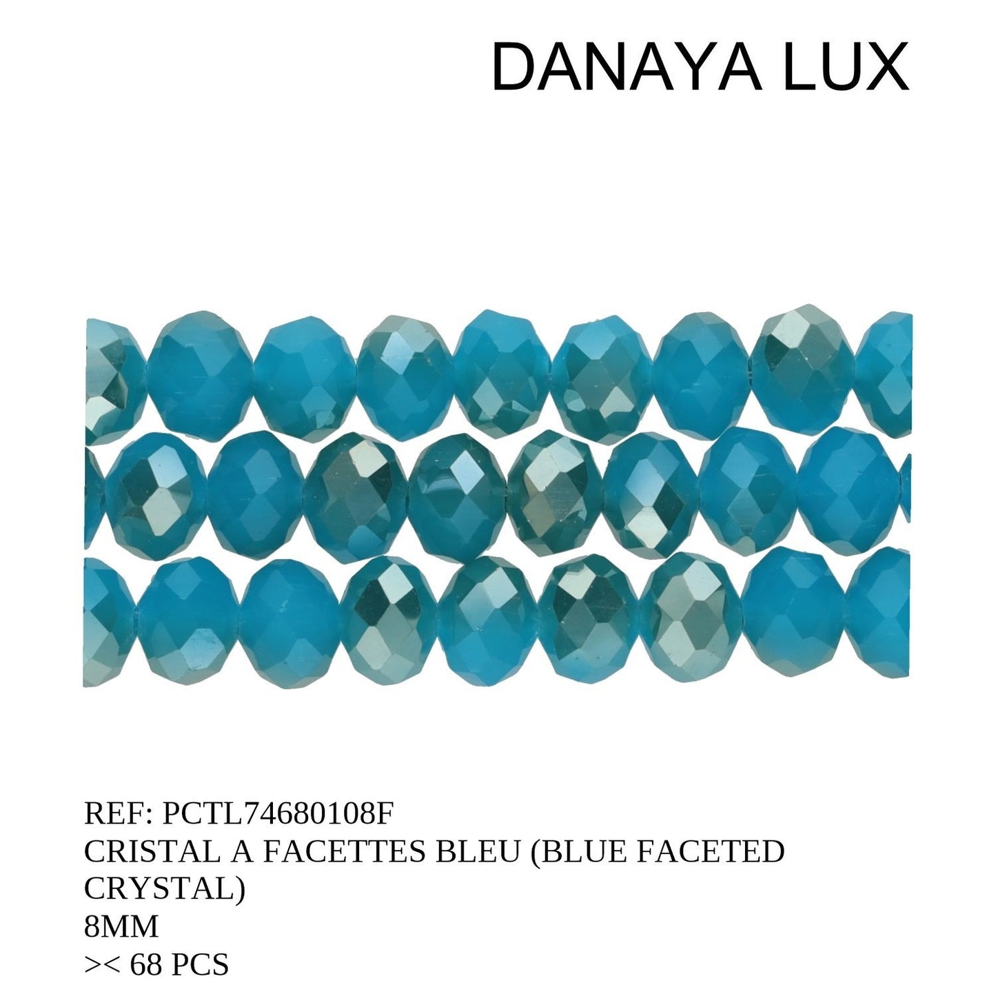 CRISTAL A FACETTES BLEU 8MM