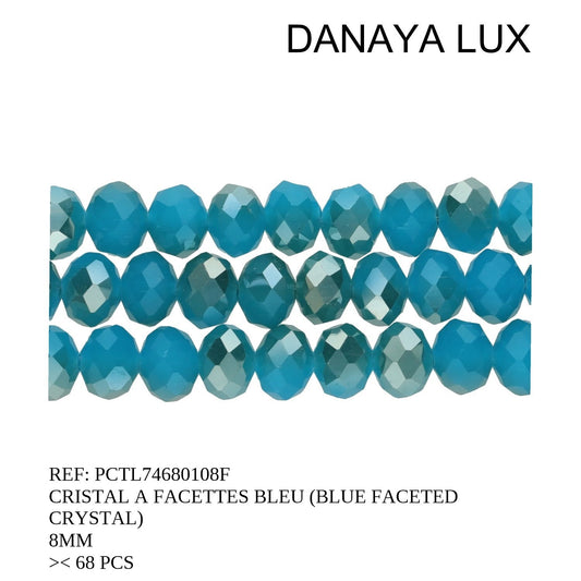 CRISTAL A FACETTES BLEU 8MM
