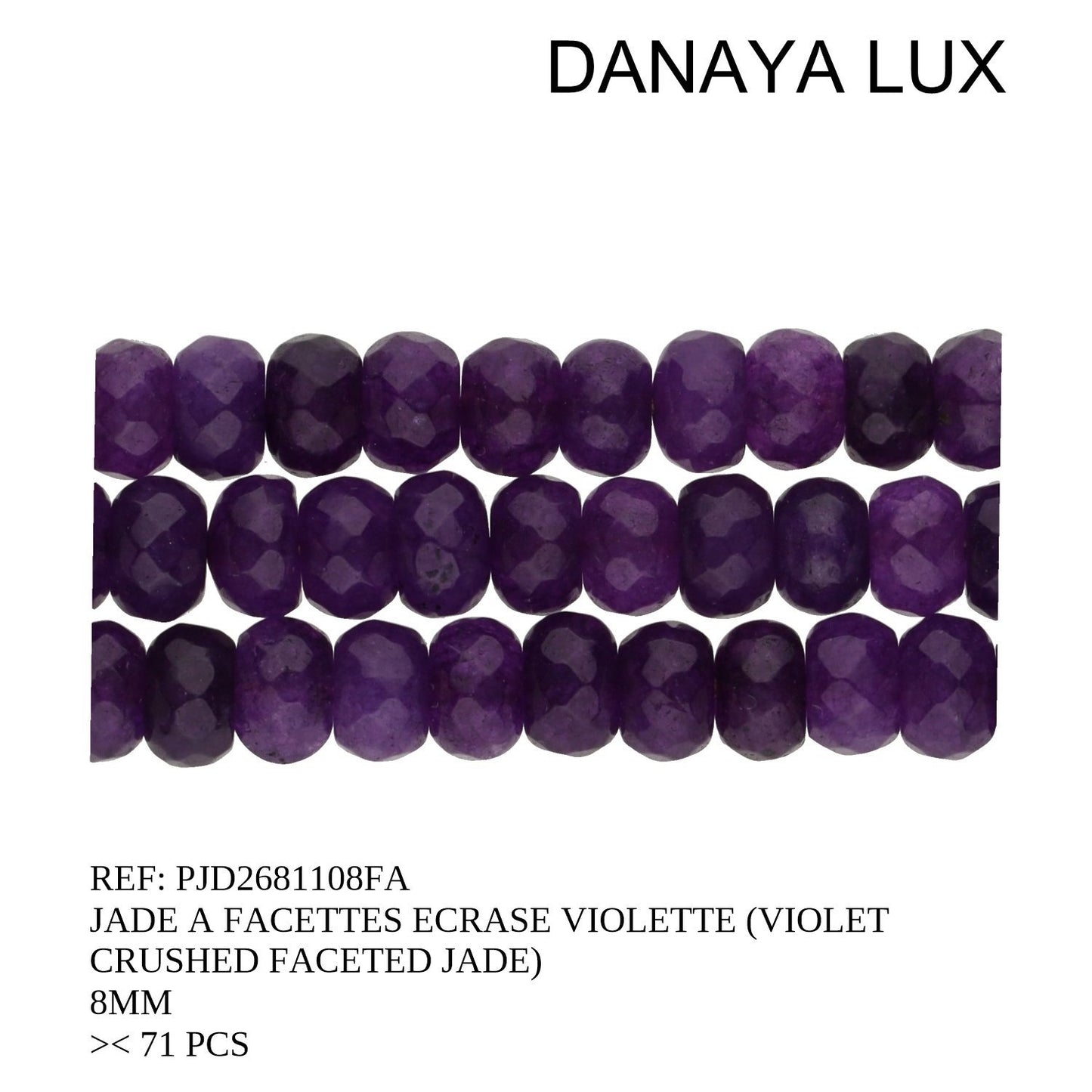 JADE À FACETTES ÉCRASÉ VIOLET 8MM