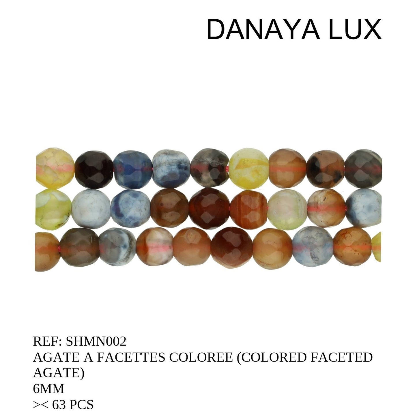 AGATE A FACETTES COLOREE 6MM