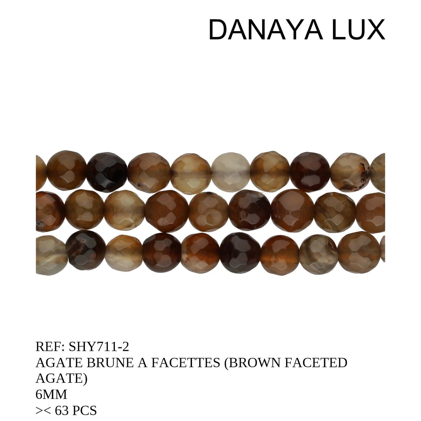AGATE BRUN A FACETTES 6MM