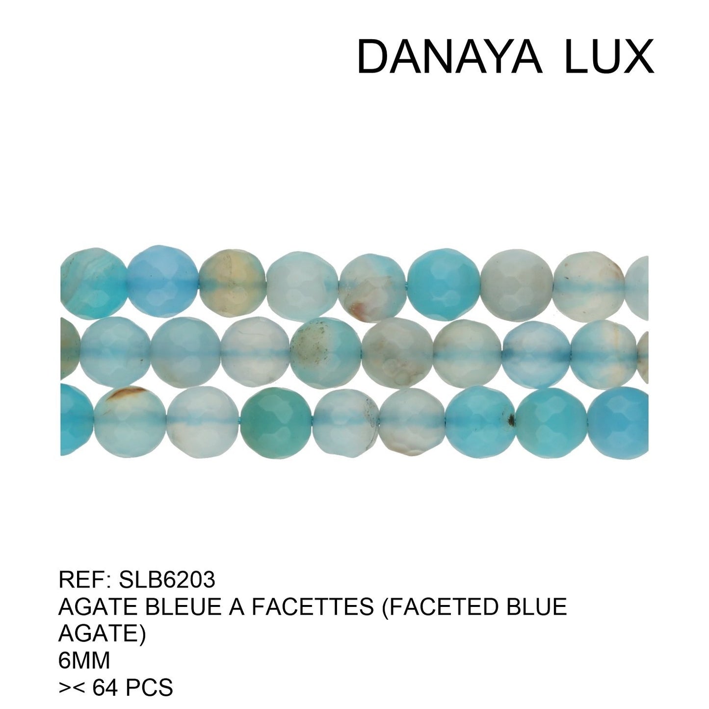 AGATE BLEUE A FACETTES 6MM
