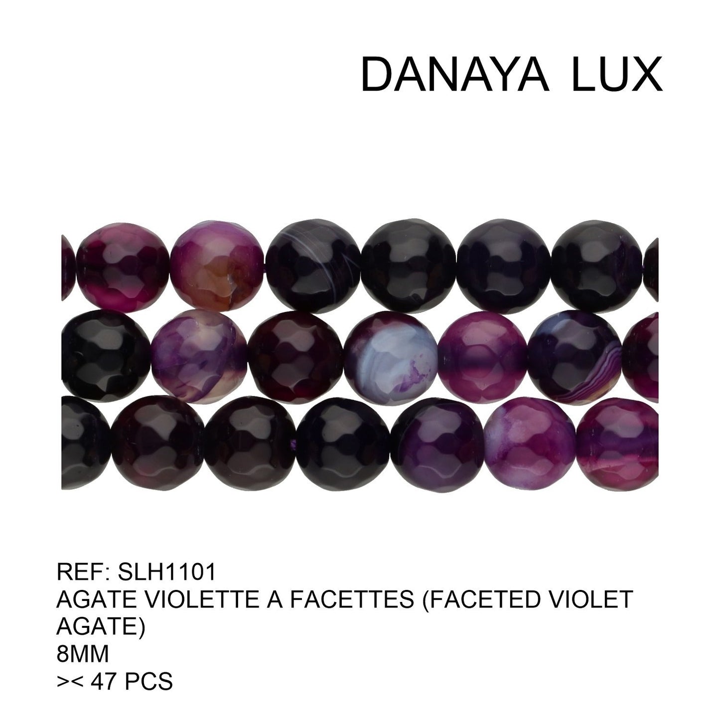 AGATE VIOLETTE A FACETTES 8MM
