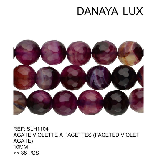 AGATE VIOLETTE À FACETTES 10MM