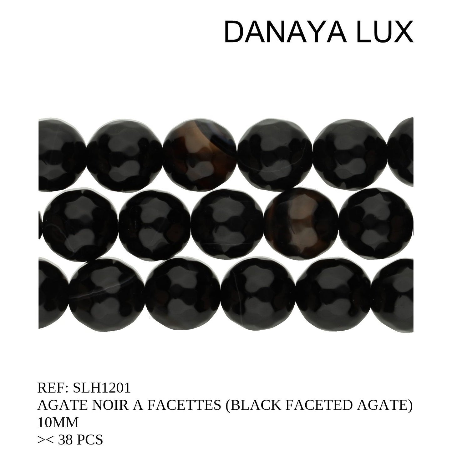 AGATE NOIRE A FACETTES 10MM