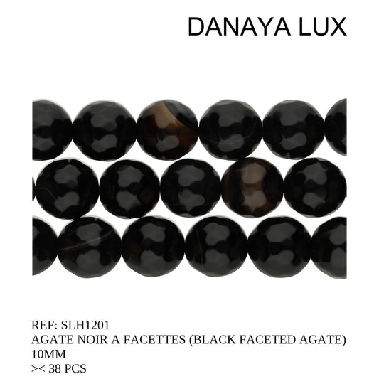 AGATE NOIRE A FACETTES 10MM