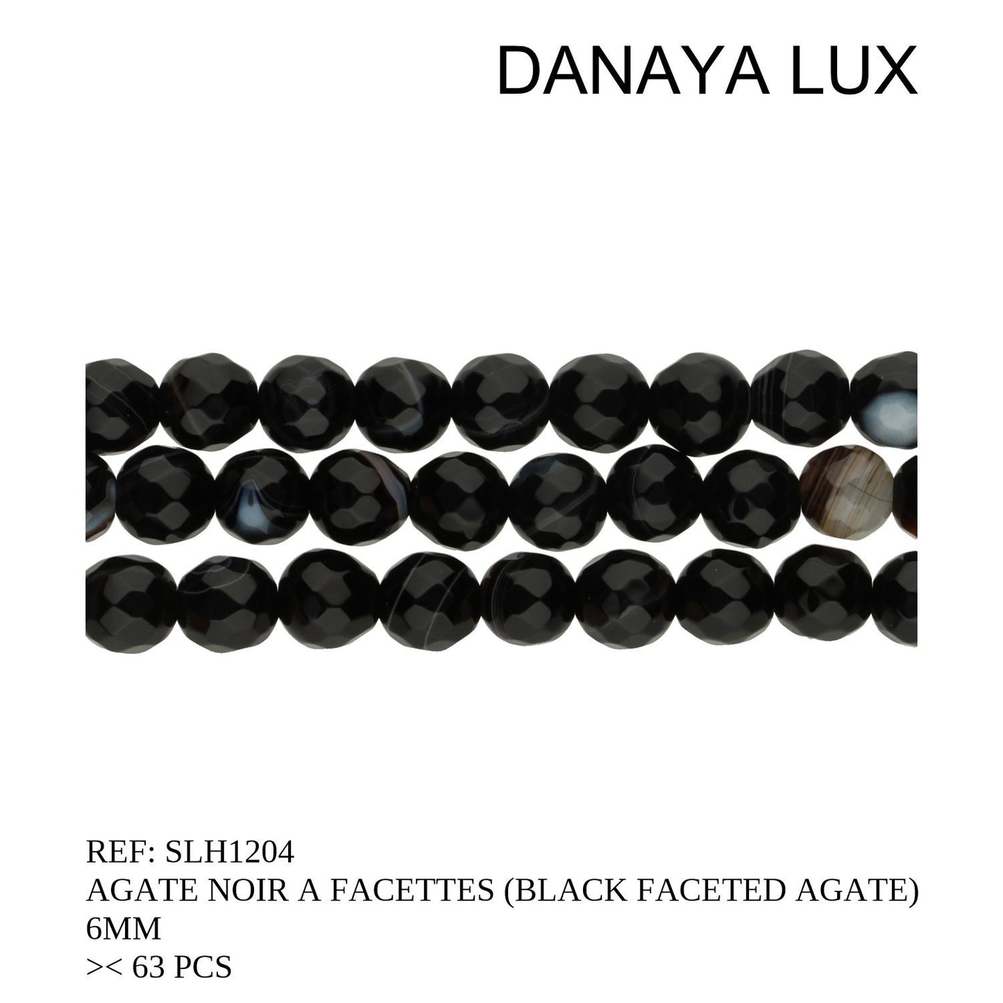 AGATE NOIRE A FACETTES 6MM