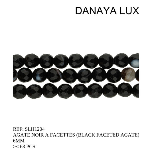AGATE NOIRE A FACETTES 6MM