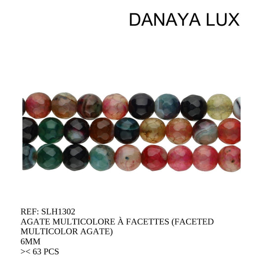 AGATE MULTICOLORE À FACETTES 6MM